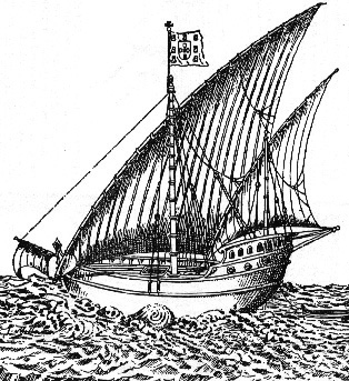 Portugiesische Karavelle um 1500 (c) wikicommons