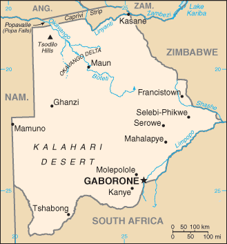 Karte von Botswana (c) cia gov.publ.