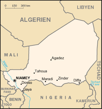 Karte von Niger (c) CIA WorldFactbook &uuml;bers. von Head