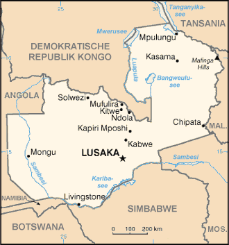 Karte von Sambia (c) Barbulo gemeinfrei