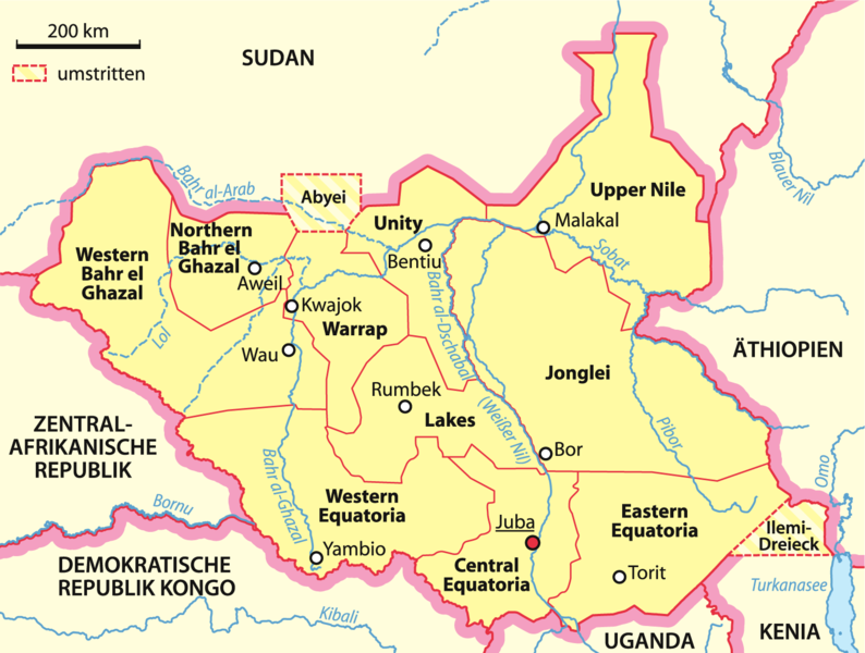 Karte des S&uuml;dsudan (c) NordNordWest