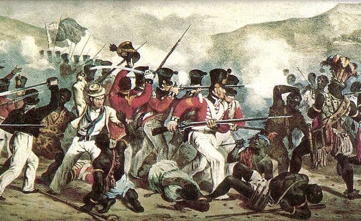 Ashanti im Gefecht gegen die Briten am 11. July 1824, Maler unbekannt (c) Katharinaiv