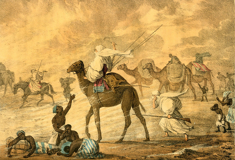 Sklaven werden von arabischen Menschenjägern verschleppt (c) Ölbild v. Geroge Francis Lyon 1795 -1832