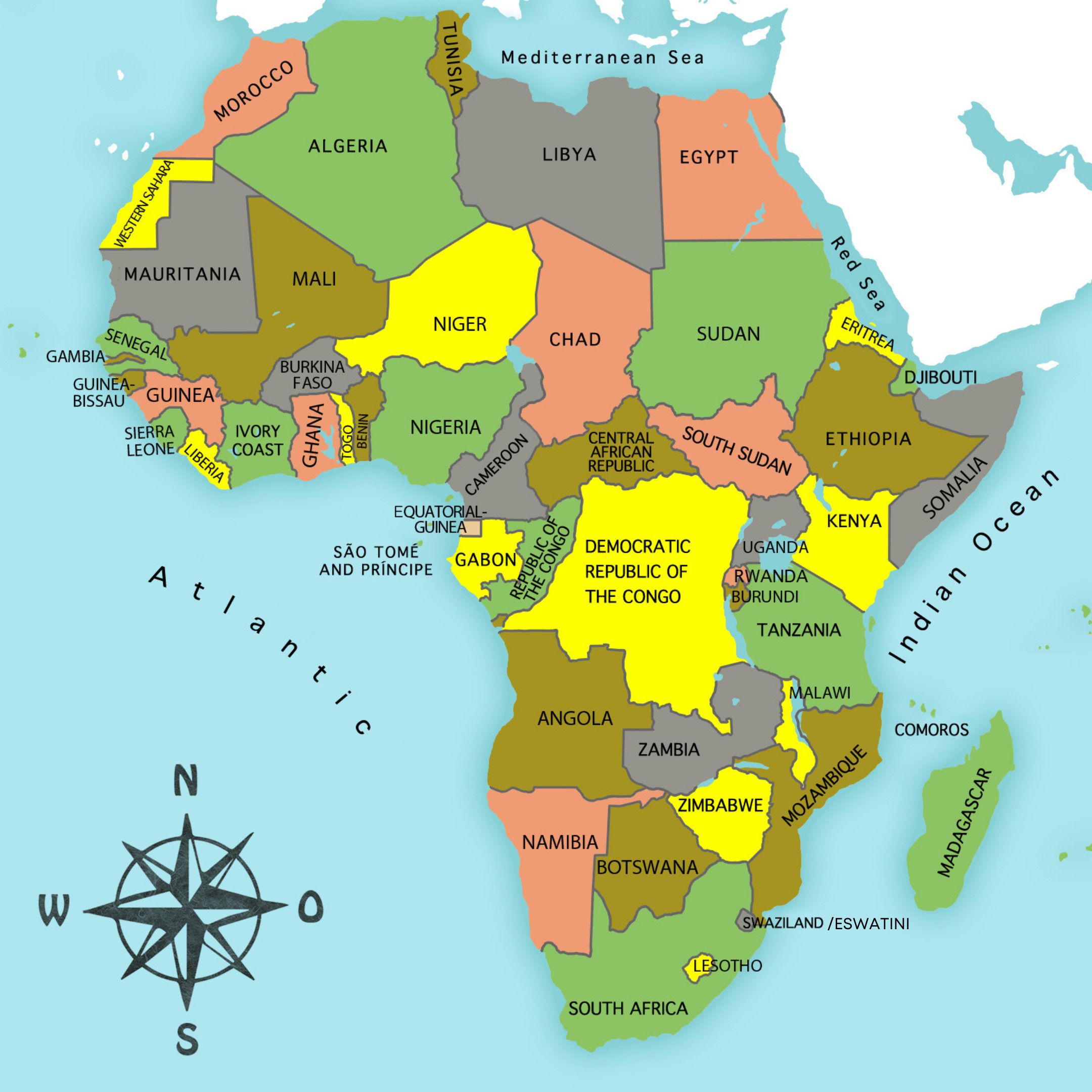 Große A1 Alte Nord Central Südafrika Afrikanischer Continent Ägypten Landkarte