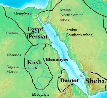 Karte von Nordostafrika um 400 vor Christus (c) Kubek15GDFL