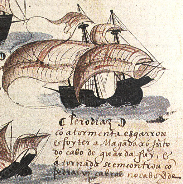 Schiff von Diego Dias - Detail aus dem Livro das Armadas (c) wikimedia