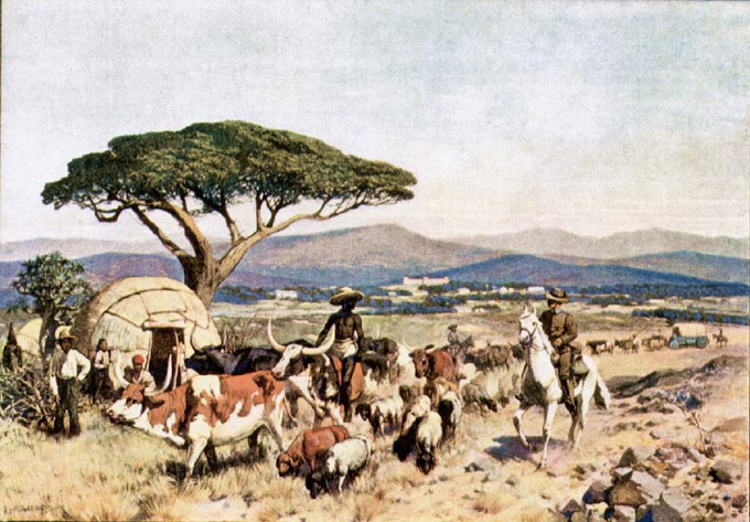 Windhuk zu Beginn der deutschen Kolonialzeit - Gemälde von Rudolf Hellgrewe 1860 - 1935
