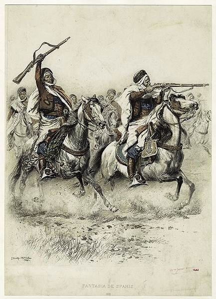 Reiterheere der Berber - Gemälde von Edouard Detaillle, 1886 (c) NYPL digital gallery