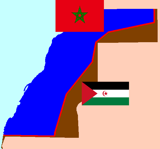 Karte von Westsahara mit Mauer _ Ninane CC BY SA 3.0