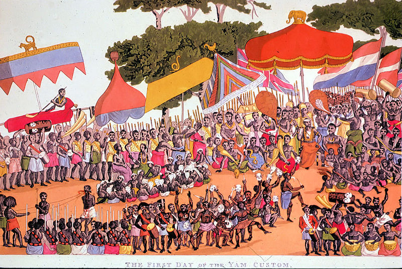 Das Yamsfest der Ashanti, gemalt von Thomas E.Bowdich 1817